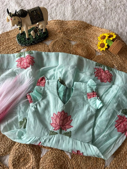 Lotus Girls Short Gown - Sky