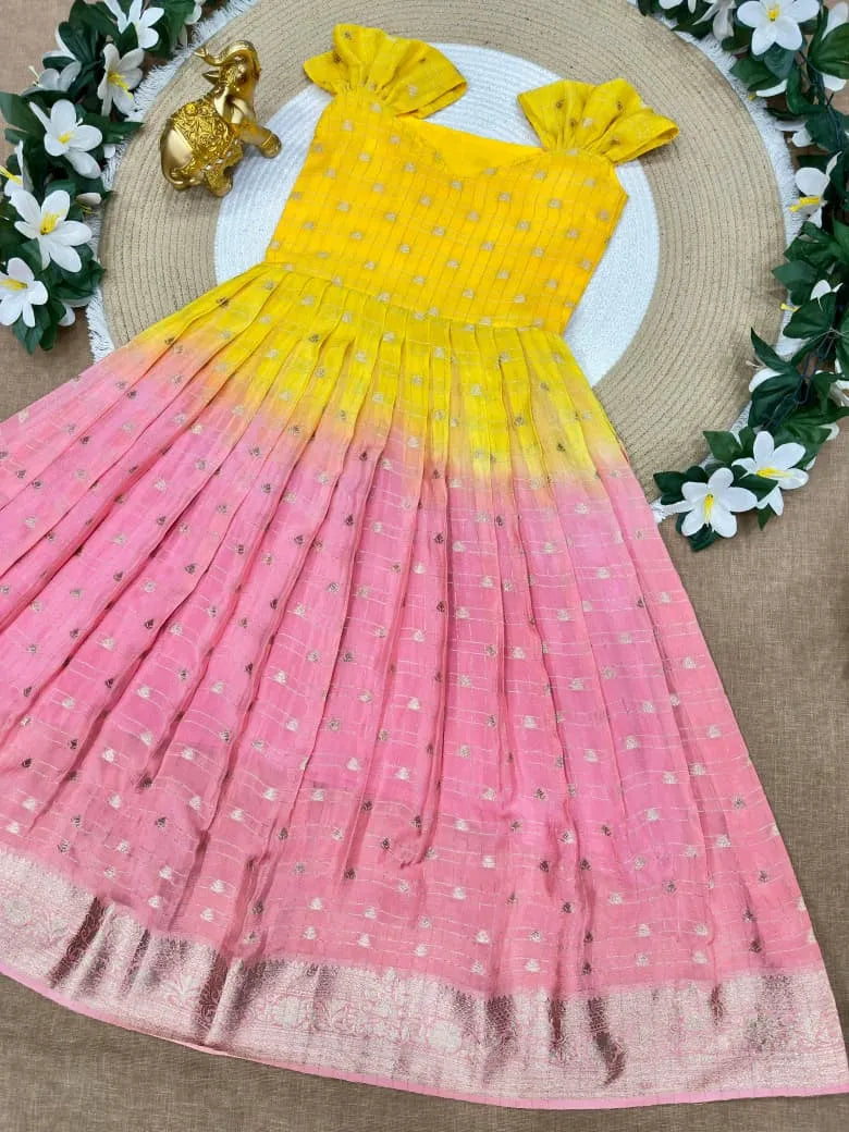 Bandhani Padding Kids Coat-Gown
