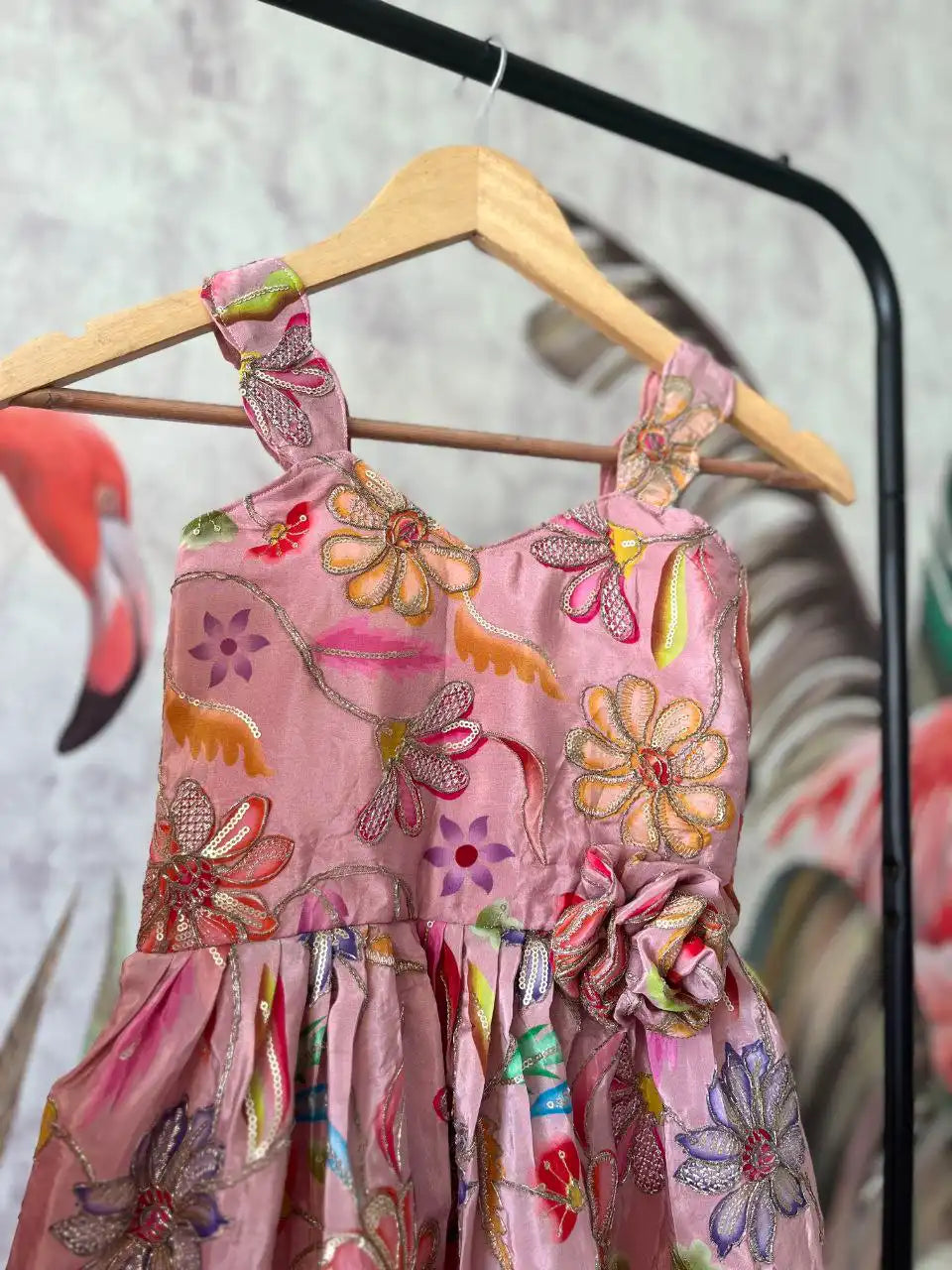 Kids Position Printed Gown - Baby Pink