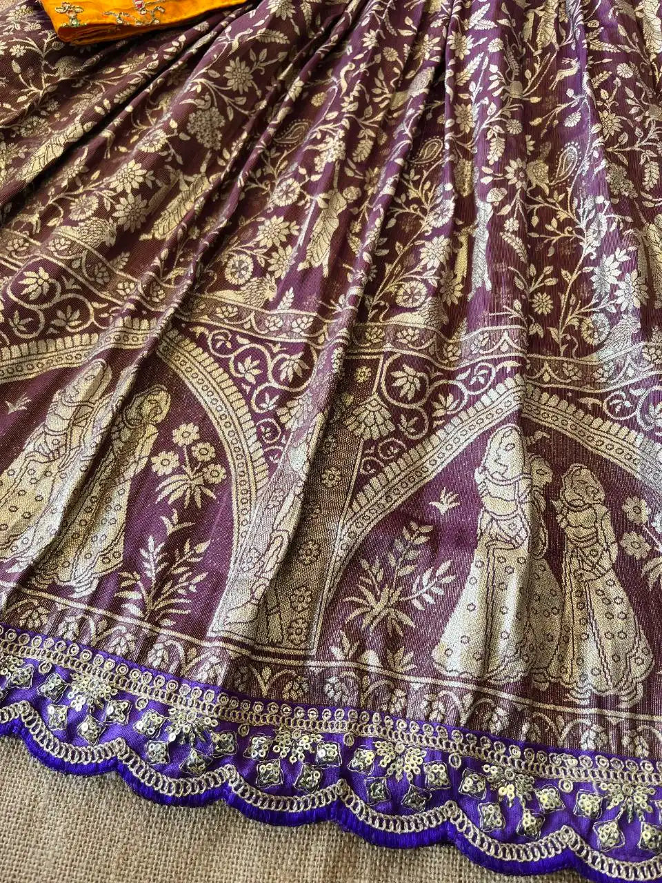 Tissue Silk Natural Crepe Position Gown - Purple