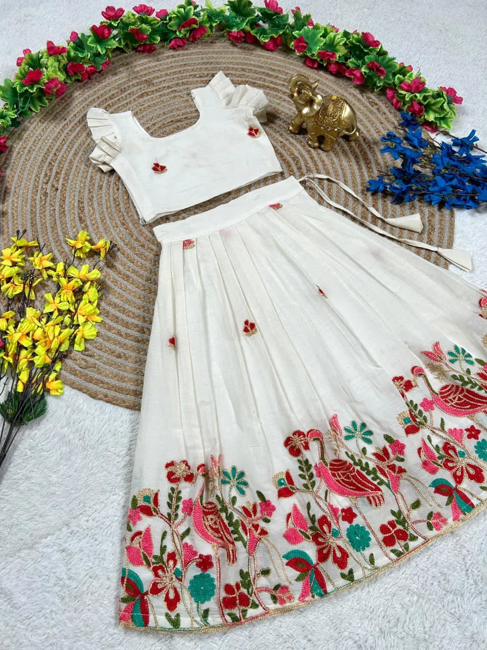 Kids Duck Cotton Summer Embroidery Lehenga