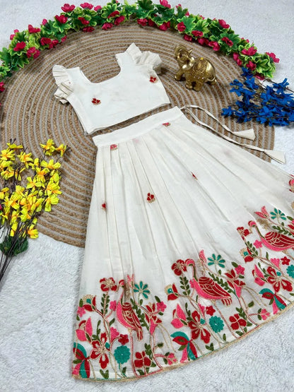 Kids Duck Cotton Summer Embroidery Lehenga