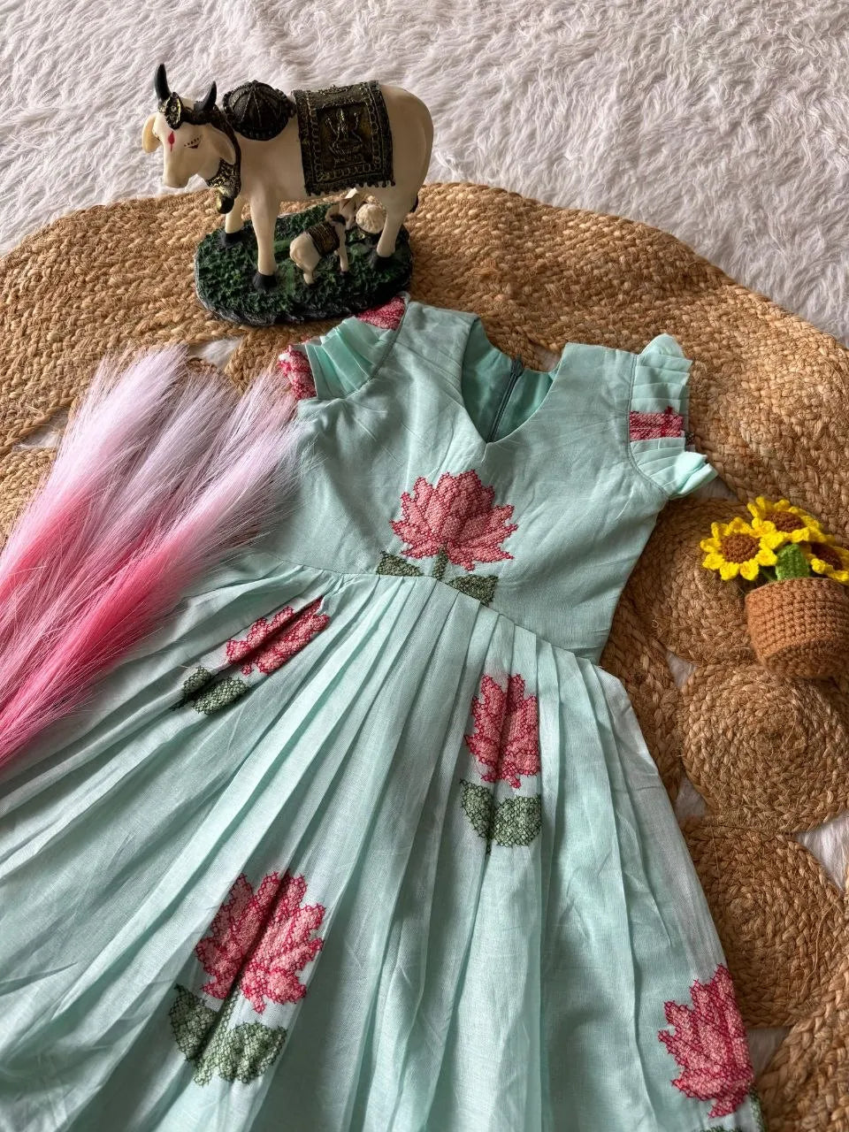 Lotus Girls Short Gown - Sky