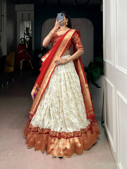 Maharastrian Bridal Wedding Paithani Lehenga Choli Set