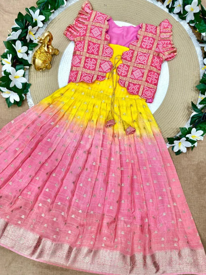 Bandhani Padding Kids Coat-Gown