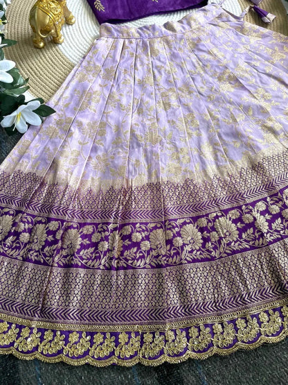 Viscose Silk Maggam Work Kids Lehenga-choli - Purple