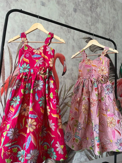 Kids Position Printed Gown - Pink