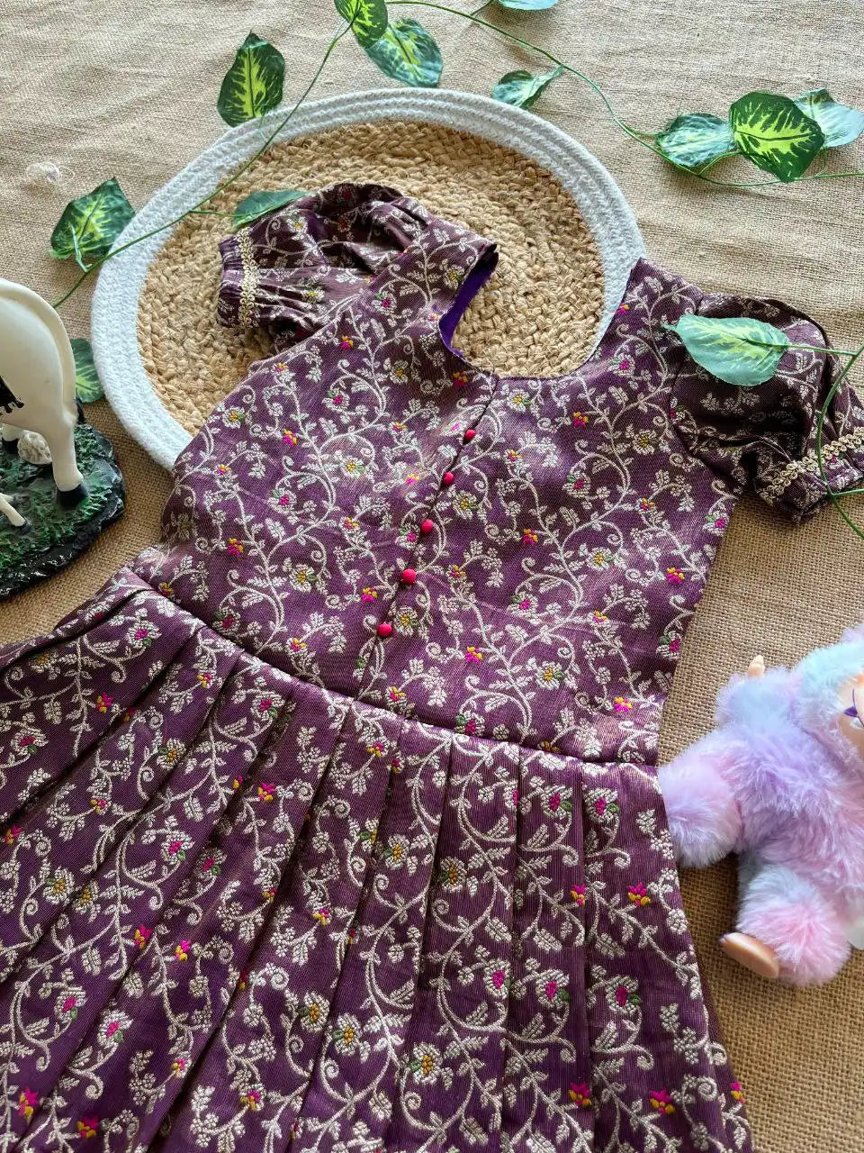 Kids Tissue Silk Panihari Weaved Gown - Purple