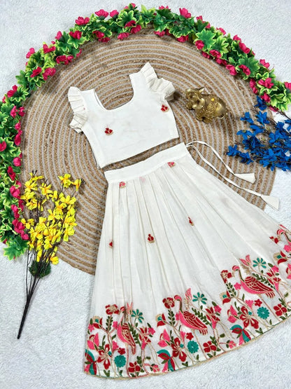 Kids Duck Cotton Summer Embroidery Lehenga