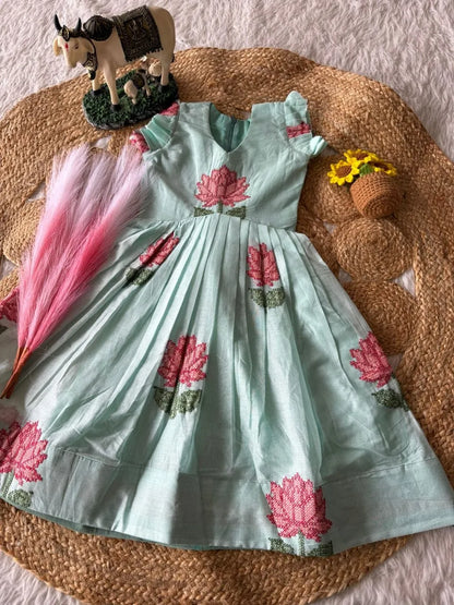 Lotus Girls Short Gown - Sky