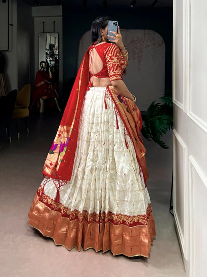Maharastrian Bridal Wedding Paithani Lehenga Choli Set