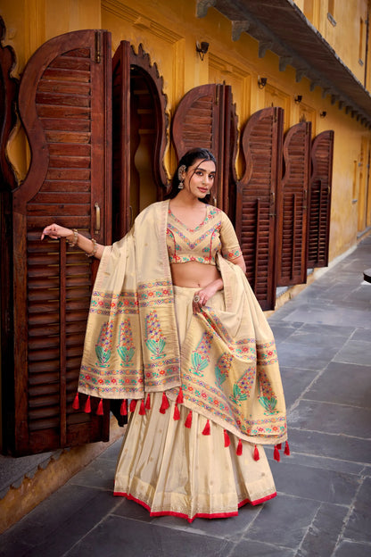South Indian Marathi Style Paithani Lehenga Choli - Red