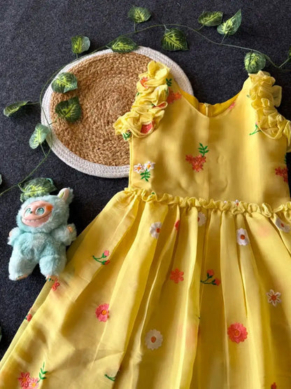Kids Soft Summer Friendly Designer Gown - Yellow