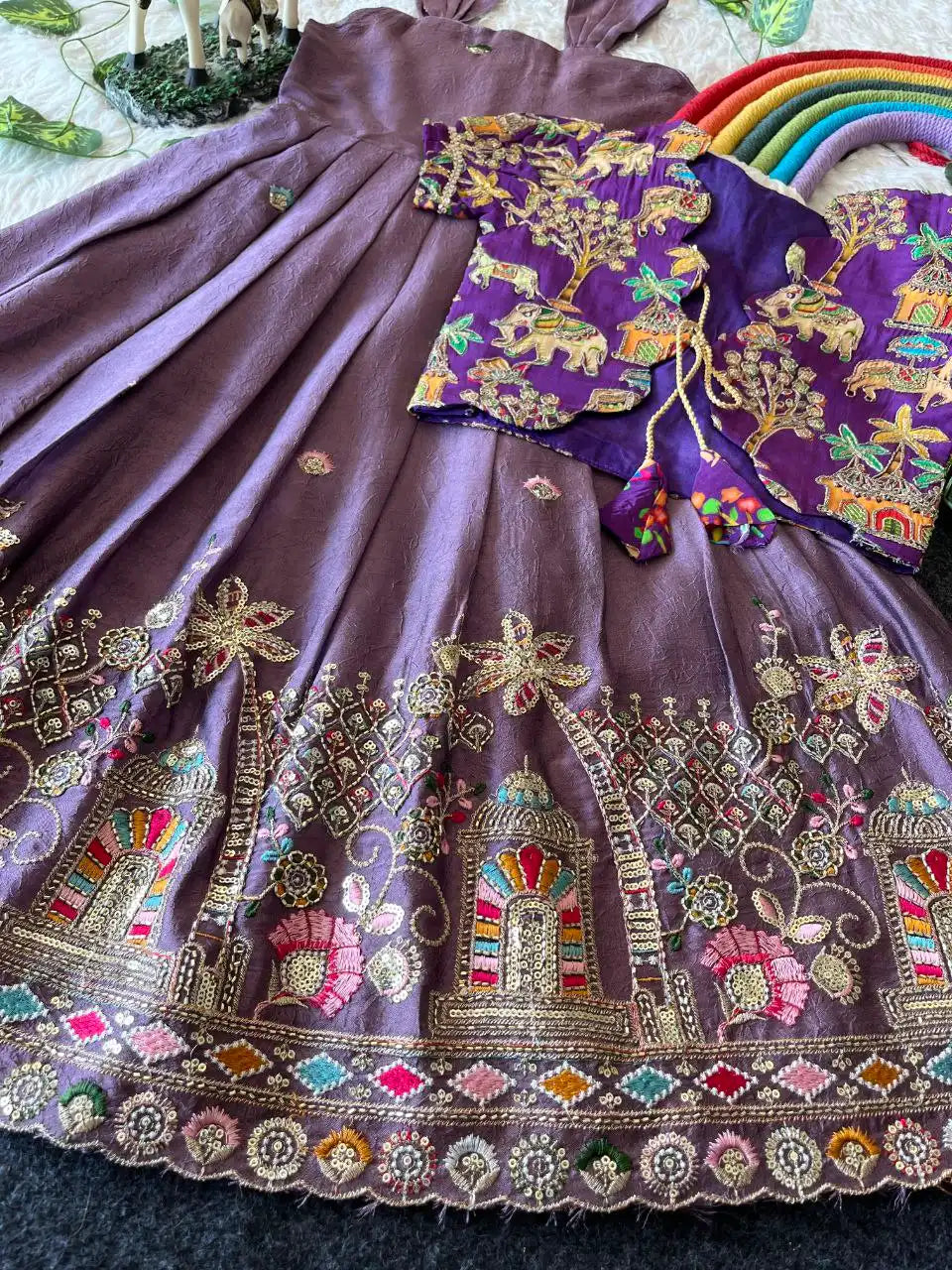 Temple Garden Designer Kids Festive Gown Set - Lavender