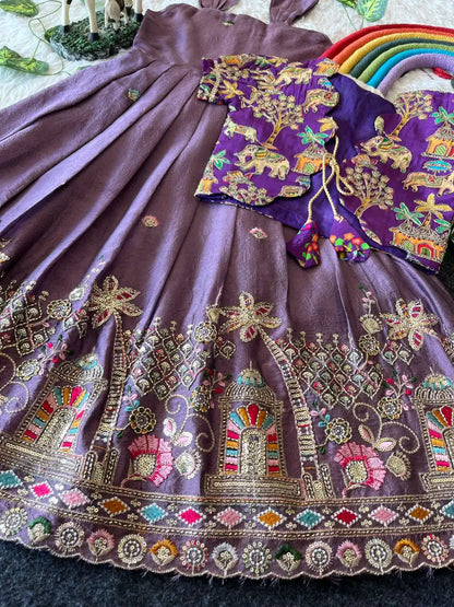 Temple Garden Designer Kids Festive Gown Set - Lavender