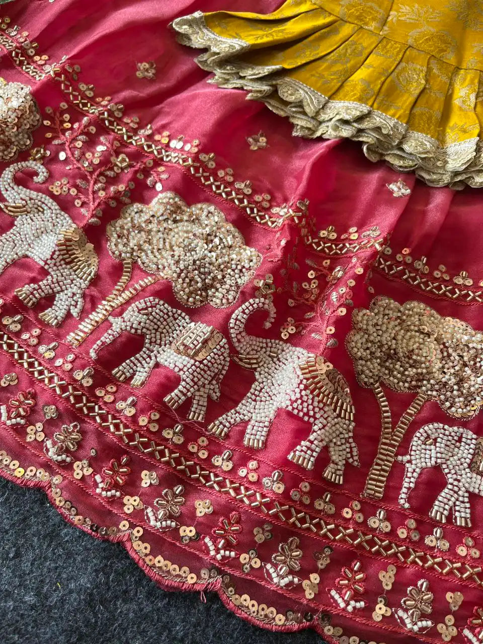 Elephant Garden – Kids Festive Lehenga Set - Pink