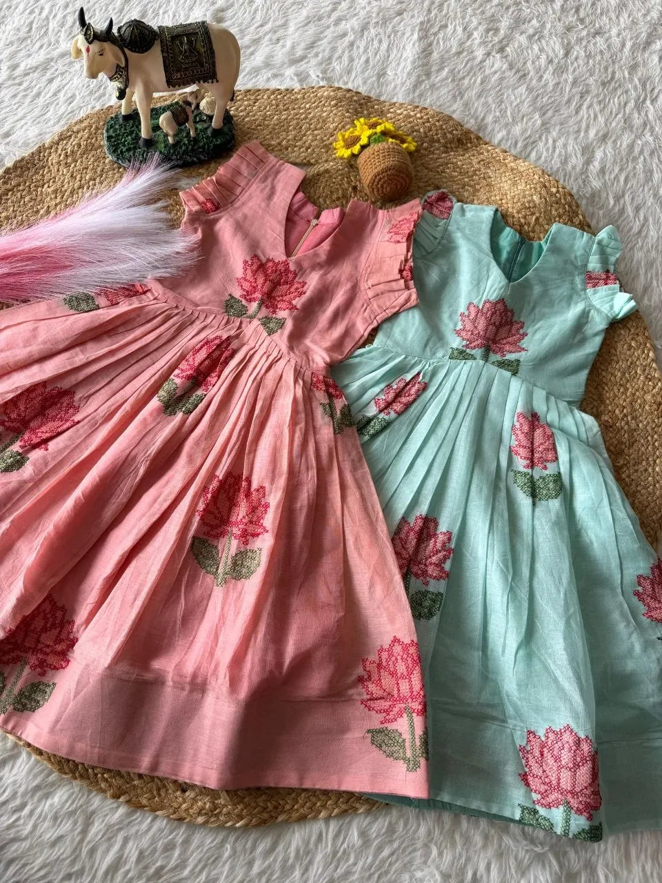 Lotus Girls Short Gown - Sky