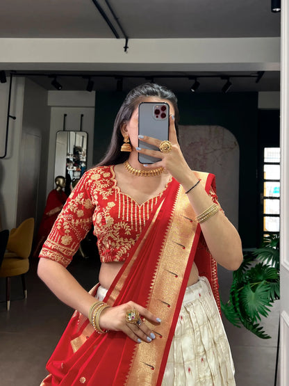 Maharastrian Bridal Wedding Paithani Lehenga Choli Set