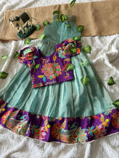 Kids Premium Salsa Gown Set- Mist-Teal