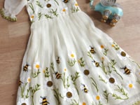 Ivory Floral Bee Embroidered Kids Party Wear Gown