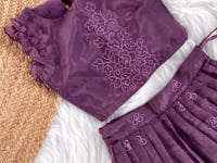 Crush Organza Embroidered Lehenga Choli Set (1 Month–16 Years) - Purple