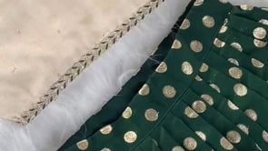 Kids Indo-Western Zari Polka One-Shoulder Top Skirt - Green