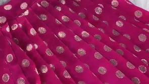 Kids Indo-Western Zari Polka One-Shoulder Top Skirt - Pink