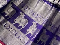 Kids Kanchipuram Silk Lehenga Choli Set - Navy Blue