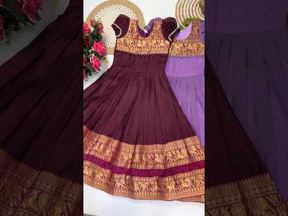 Kids Narayanpet Gown - Brown