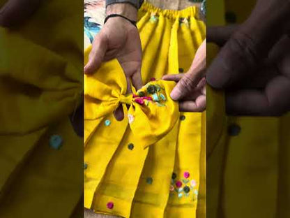 Soft Mul Chanderi Cotton Yellow Kids Lehenga