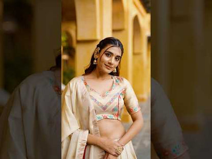 South Indian Marathi Style Paithani Lehenga Choli - Red