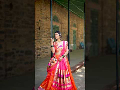 Royal Paithani Lehenga Choli with Dupatta & Batwa - Orange