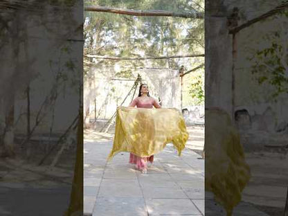 Premium Space Silk Flared Zari Embroidered Gown - Pink