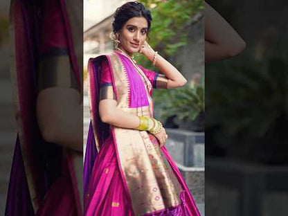 Royal Zari Jacquard Weaves Paithani Lehenga Choli - Pink