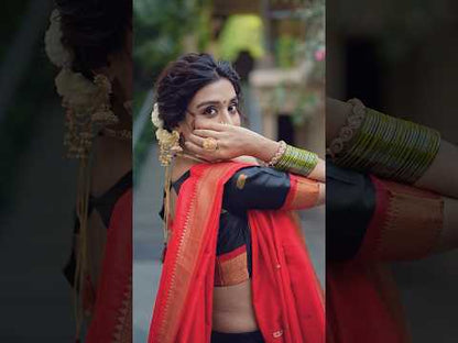 Royal Zari Jacquard Weaves Paithani Lehenga Choli - Black