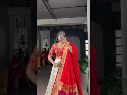 Maharastrian Bridal Wedding Paithani Lehenga Choli Set