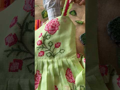 Summer Friendly Kota  Cross Stitch Work Gown - Pink