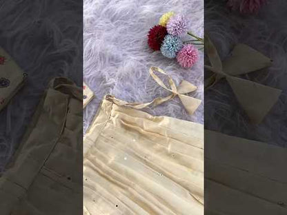 Kids Designer Handworked Skirt & Top Set - Yellow