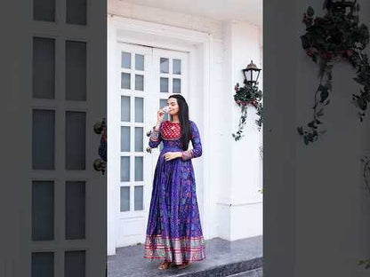 Royal Purple Bandhani Print Anarkali Gown