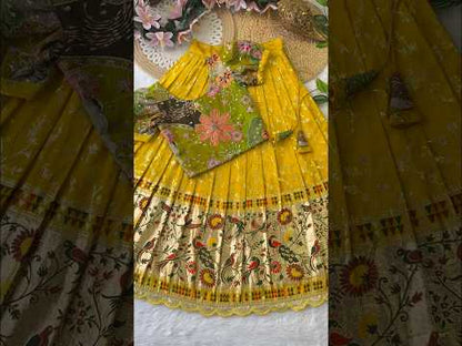 Dola Silk Crepe Position Lehenga - Yellow