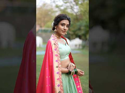 Maharashtrian Wedding Paithani Lehenga Choli - Pista
