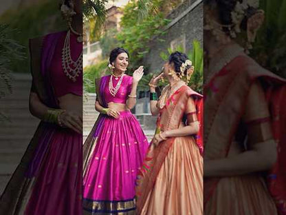 Royal Zari Jacquard Weaves Paithani Lehenga Choli - Pink