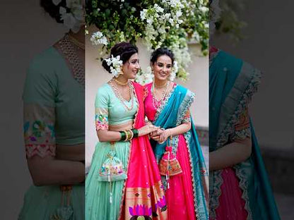 Maharashtrian Wedding Paithani Lehenga Choli - Pista