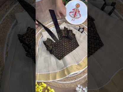 Kids Kerala Onam Special Lehenga-Choli - Pink
