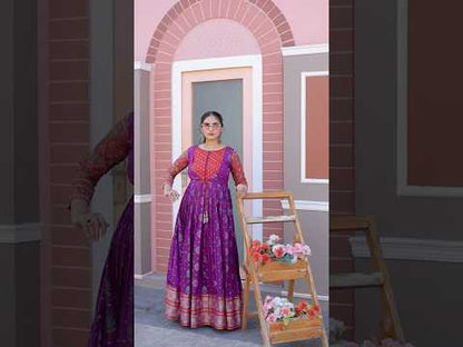 Patola Anarkali Ethnic Gown - Purple