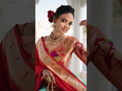 Traditional Paithani Lehenga with Dupatta & Batwa - Sky-Blue