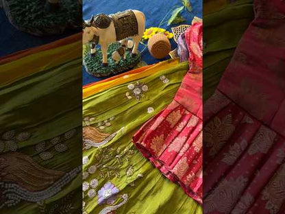 Flamingo Bead & Moti Work Kids Lehenga - Lilac & Yellow