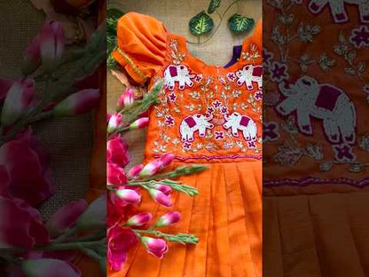 Kids Elephant Handwork Gown - Violet