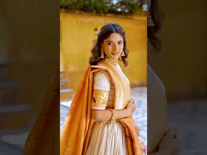 Traditional Maharashtrian Paithani Lehenga Choli for Wedding - Orange