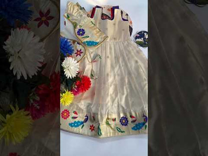 Trending Paithani Gown with Coat For Kids - Purple